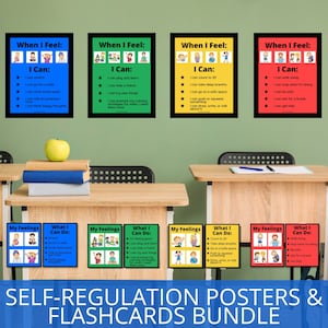 Self-Regulation Flashcards and Posters BUNDLE, Zones Visuals, Calming Corner Tools, Identifying Emotions, ASD Support, Coping Strategies