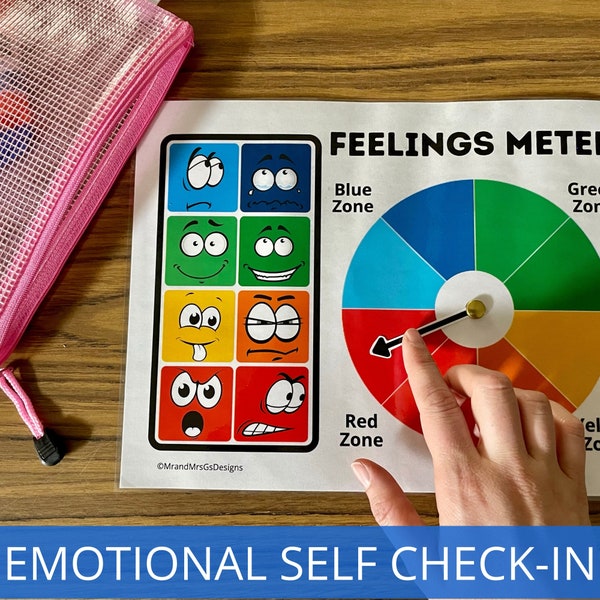 Feelings Meter, Emotional Self Check-In, Self-Regulation Zones Tool, Calm Corner Tools, Identifying Emotions, Autism Support, ADHD Tool