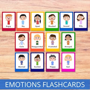 Emotion Flashcards Feelings, Calm Down Corner Tool, Feelings Printable, Emotional Regulation, Montessori Materials, SEL ASD ADHD Support