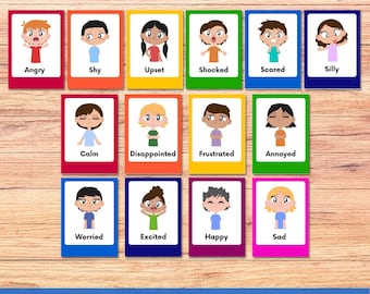 Emotion Flashcards Feelings, Calm Down Corner Tool, Feelings Printable, Emotional Regulation, Montessori Materials, SEL ASD ADHD Support
