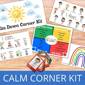 Calming Corner Kit, Self-Regulation Zones for Kids, Emotional Regulation Tool, Feelings Chart, ASD Coping Skills, Sensory Break, SEL Support