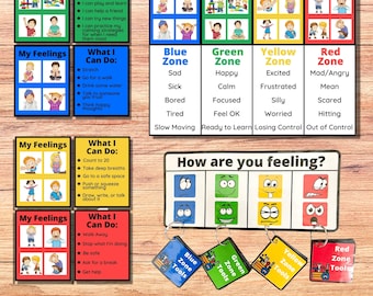 Self-Regulation Zones BUNDLE, Calming Corner Tools, Identifying Emotions Flashcards, Autism Support, ASD Tools, ADHD, School Counselor