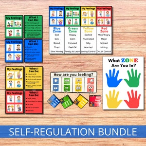 Self-Regulation Zones BUNDLE, Calming Corner Tools, Emotional Regulation Flashcards, Autism Visual Aid, ASD Tools, ADHD, School Counselor