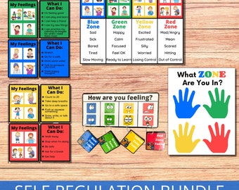 Self-Regulation Zones BUNDLE, Calming Corner Tools, Emotional Regulation Flashcards, Autism Visual Aid, ASD Tools, ADHD, School Counselor