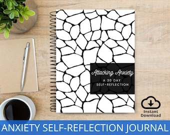 Anxiety Journal, Self-Reflection Therapy Workbook, Anxiety Writing Prompts, CBT, Mental Health Journal, Wellness Diary, Self-Therapy Diary