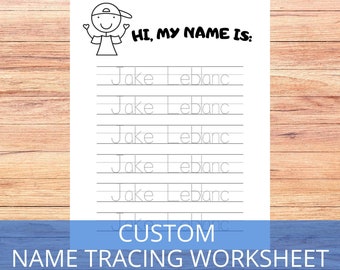Custom Name Tracing worksheet, Handwriting Practice Sheet, Personalized Name Tracing page, Preschool worksheet, writing practice, kids page
