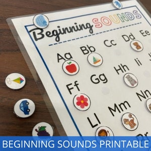 Beginning Sounds Printable, Learn To Read, Busy Binder, Kindergarten Activity, Homeschool game, Preschool Curriculum, Phonetic Awareness