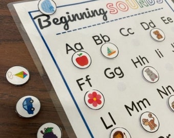 Beginning Sounds Printable, Learn To Read, Busy Binder, Kindergarten Activity, Homeschool game, Preschool Curriculum, Phonetic Awareness