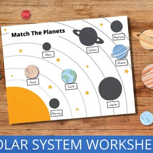 Solar System Worksheets, Planets Busy Book Pages, Preschool Busy Binder, Solar System Download, Homeschool Worksheet, Space Learning Game