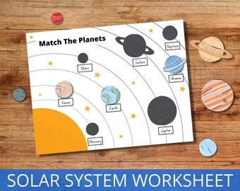 Solar System Worksheets, Planets Busy Book Pages, Preschool Busy Binder, Solar System Download, Homeschool Worksheet, Space Learning Game