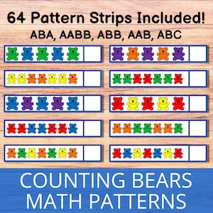 Counting Bears Patterns, Preschool Math Activities, Teddy Bear Counters, Homeschool Math Printables, Montessori Math, Learning Patterns