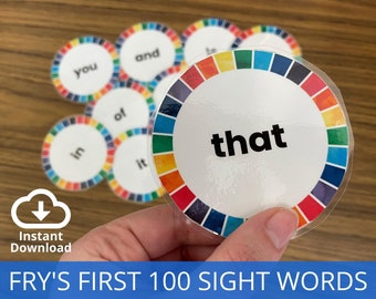 Sight Word Flashcards, Fry&#39;s First 100 Sight Words Printable, Kindergarten and Grade 1 High Frequency Word List, Word Wall, Reading practice