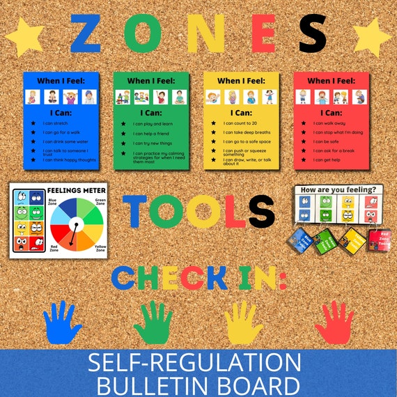 Self-Regulation Zones Bulletin Board, Calming Corner Tools, Emotional Regulation, ASD Support, Coping Strategies, School Counselor Decor