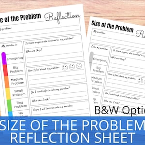 Size of the Problem Reflection, Emotional Regulation Tool, Calming Corner, Problem Solving Skills for Kids, School Counselor, SEL Support