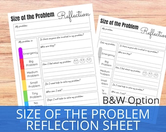 Size of the Problem Reflection, Emotional Regulation Tool, Calming Corner, Problem Solving Skills for Kids, School Counselor, SEL Support