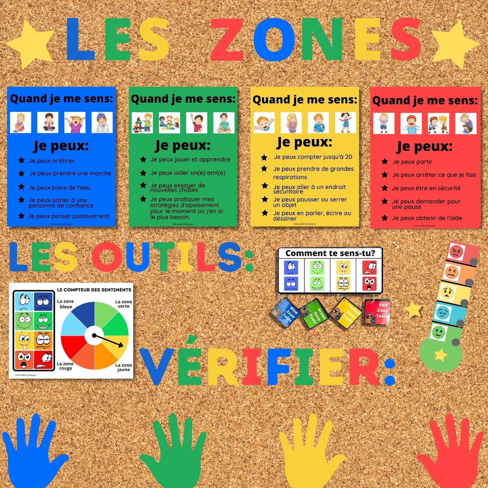 FRENCH Self-regulation Zones Posters, Feelings Visual for Kids, Calming ...
