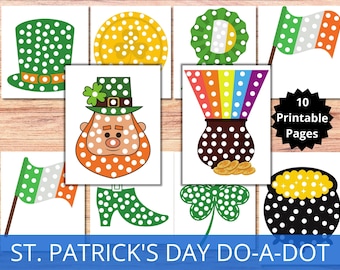 St. Patrick's Day Do-A-Dot Printable, Fine Motor Activity For Kids, Montessori Craft, Preschool Activity, Homeschool Art, Toddler Printable