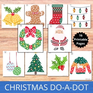 Christmas Do-A-Dot Painting, Q-tip Painting Craft, Dot Marker Printable, Toddler Painting, Christmas kids craft, Fine Motor Worksheet