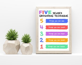 Grounding Technique, Coping Strategies for Anxiety, Calming Corner Poster, Emotional Regulation, Learning emotions, School Counselor office