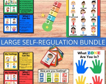 Self-Regulation Zones LARGE Bundle, Calming Corner Tools, Emotional Regulation Flashcards, ASD Visuals, ADHD Support, School Counselor, sel