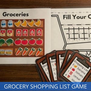 Shopping List Grocery Game, Supermarket Pretend Play, Busy Book Preschool Centers, Toddler File Folder Games, Homeschool Learning, Autism