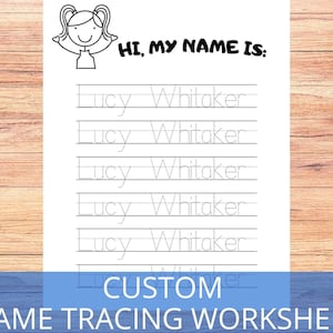 Custom Name Tracing Worksheet, Handwriting Practice Sheet, Personalized Name Tracing page, Preschool worksheet, writing practice, kids page