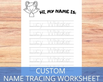 Custom Name Tracing Worksheet, Handwriting Practice Sheet, Personalized Name Tracing page, Preschool worksheet, writing practice, kids page