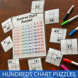 Hundreds Chart Math Game, Skip Counting Puzzle, Number Line Worksheet, Addition Subtraction Practice, Math Worksheet, Math Exercises