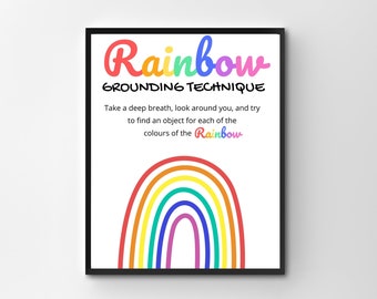 Rainbow Grounding Technique, Anxiety Tools, Calming Corner, Emotional Regulation Zones, Coping Strategies, Learning Emotions, Therapy Office