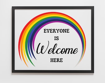 School Counselor Inclusion Poster, Psychologist Office Decor, Counselling Office Wall Art, Everyone Is Welcome Here Print, Psych Printable