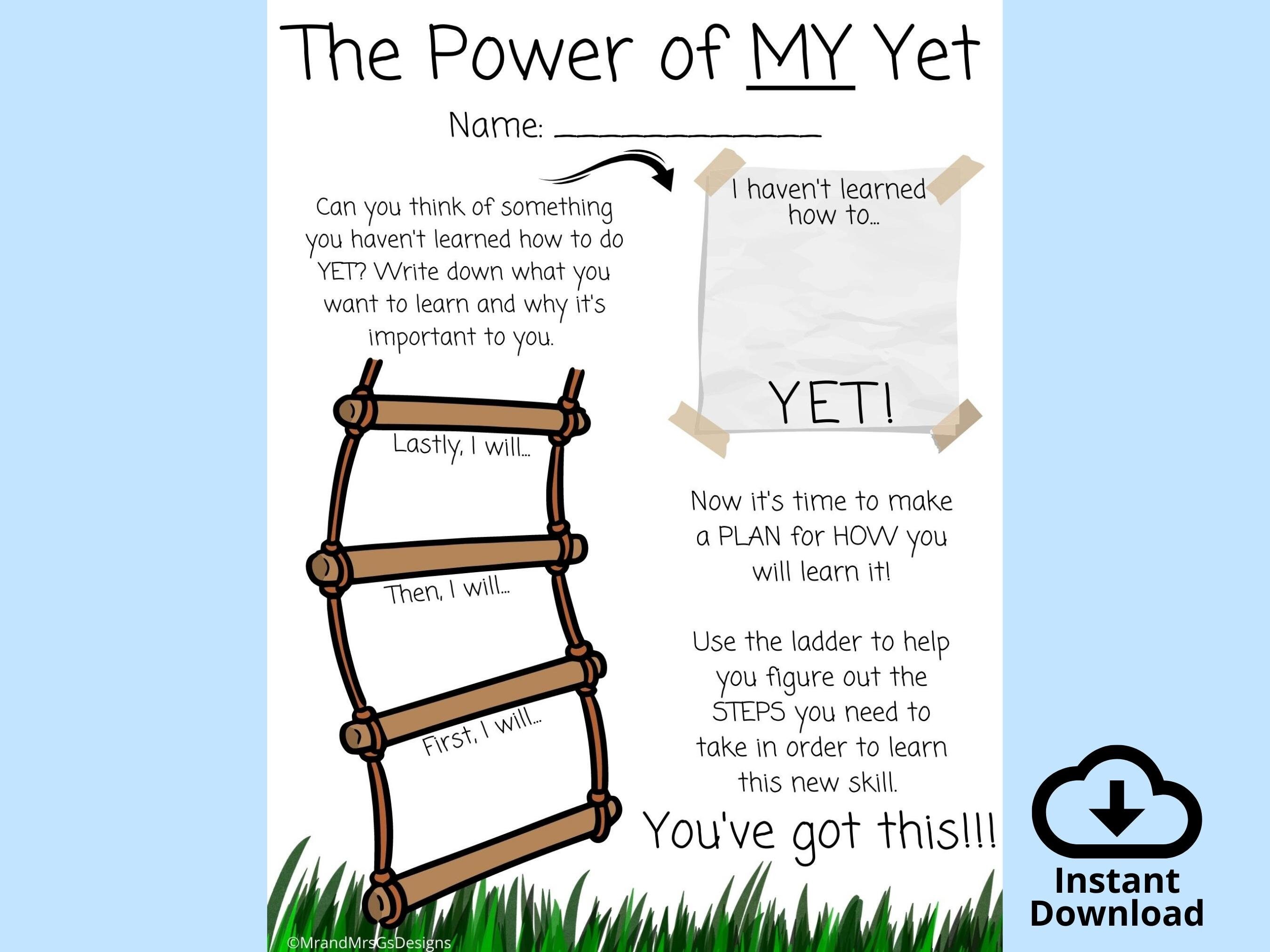 Power of yet Worksheet Growth Mindset Challenging Negative - Etsy