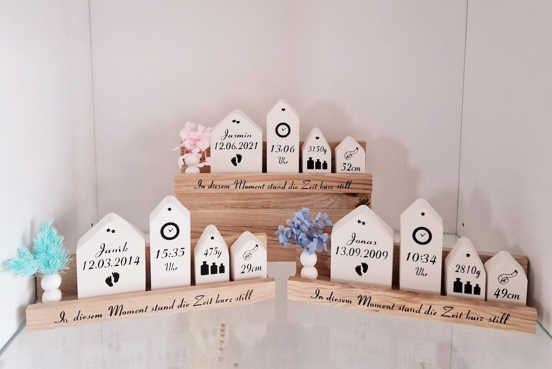 Raysin Deko Häuschen Personalisiert mit Geburtsdaten - Etsy.de