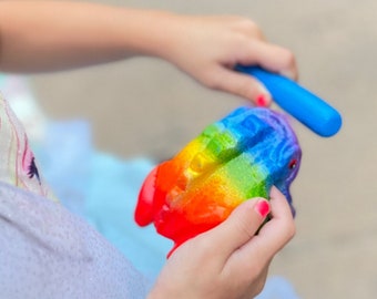 Colorful wood croaking rainbow musical frog percussion drum rasp instrument toy Wooden frog handmade hand carved rainbow color paint design