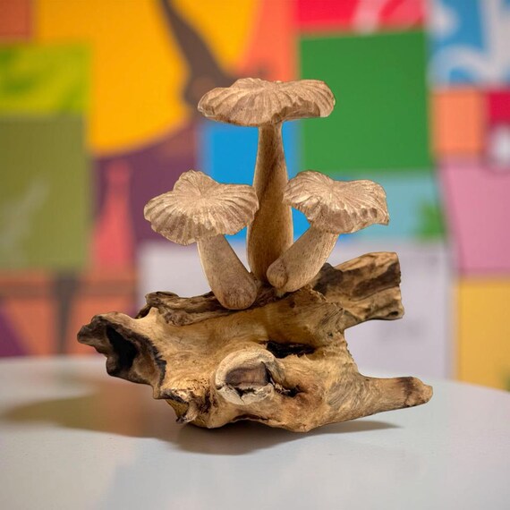 Flower Wooden Mushroom .Hand carved from Unique organic wood. wooden mushroom decoration, gift, woodenmushrooms,