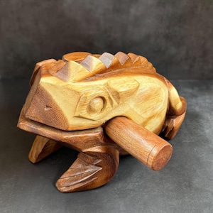 Huge Wooden Frog 10 inches. Wooden Frog, wood croaking musical frog, wooden toys frog, wooden musical frog, handmade, handmading gift