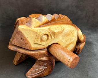 Huge Wooden Frog 10 inches. Wooden Frog, wood croaking musical frog, wooden toys frog, wooden musical frog, handmade, handmading gift