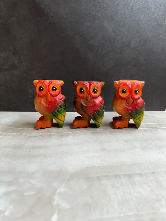 Owl color 3“. wooden instruments. wooden animals. musical instrument. owl gift. wooden carved owl. home decor.