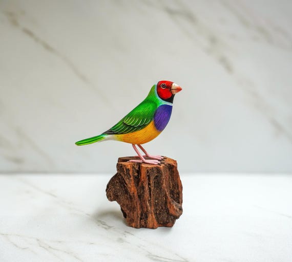 Rainbow Finch Wooden Bird