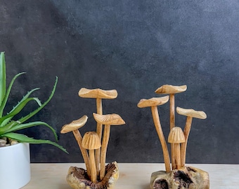 Handmade Wooden Mushroom Sculpture: Sustainable Wood Art
