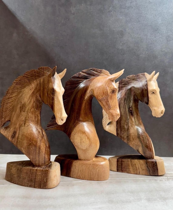 Sonarwood Horse head 7 ” wood handicraft. horse wood carving. home decor. horse head sculpture. horse figurine. wooden horse head. best gift