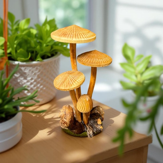 Handmade Wooden Mushroom, wooden mushroom decoration, decorative wooden mushrooms, gift, wooden mushroom art, gifts 6.5 inches