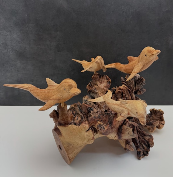 Dolphins Family Wooden Handcraft, handmade wooden, wooden gifts, wooden home decor, table decor, housewarming, home decoration, gift for her