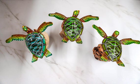 Painted Sea Turtle Wooden Statue. Sea Turtles. Gifts for him. Gifts for her. turtle. sea turtle. paint wood craft.
