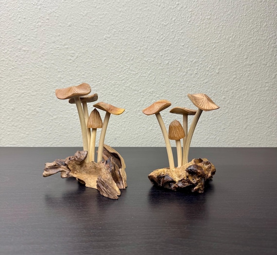 Wooden Yellow Cavalier mushroom. wooden mushroom decoration, decorative wooden mushrooms, gift, woodenmushrooms, wooden mushroom art, gifts