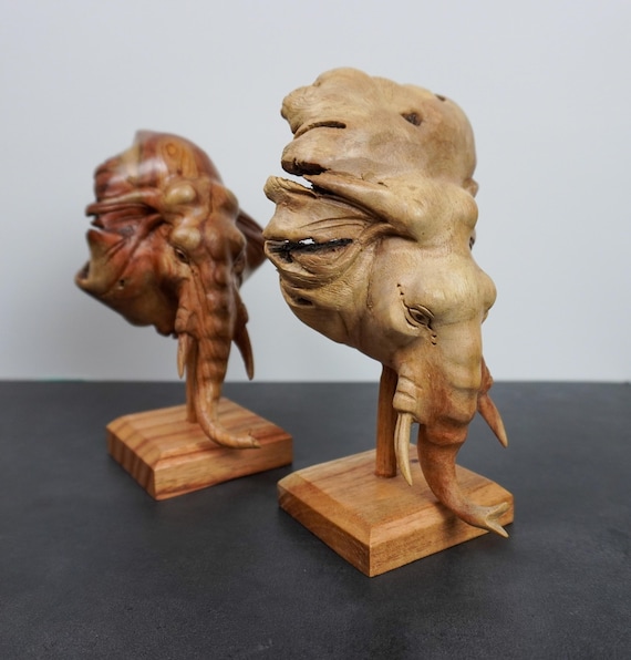 Elephant Head Wooden Statue.