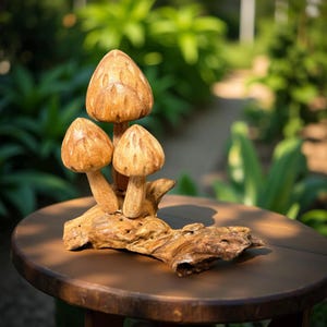 Morel Mushroom Wooden statue, mushroom wooden, woodenmushrooms, handcarved wooden mushroom, mushroom decor wooden