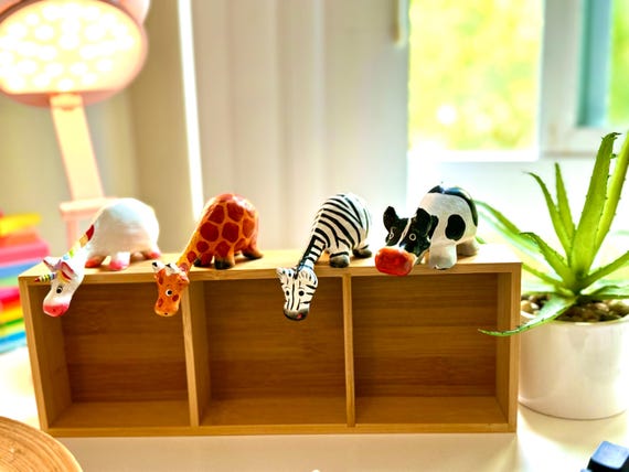 Wooden Sitting Giraffe Zebra Cow Unicorn Pony Animals Statues - Handmade - Handcrafted- 9cm.