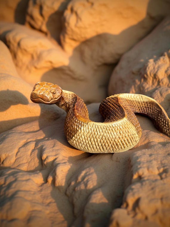 Rattlesnakes Wooden Handcrafted, wooden snake, pet reptiles, snake, wooden statue, Year of the snake