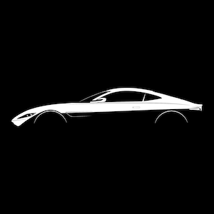 Peut inclure: Une silhouette blanche d'une voiture de sport vue de profil. La voiture a un design élégant et moderne avec un profil bas et un long capot.