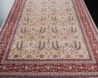 Handwoven wool HEREKE carpet, Vintage Turkish Rug,  6.49 ft x 10.3 ft